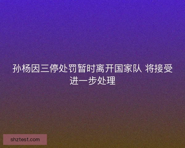孙杨因三停处罚暂时离开国家队 将接受进一步处理